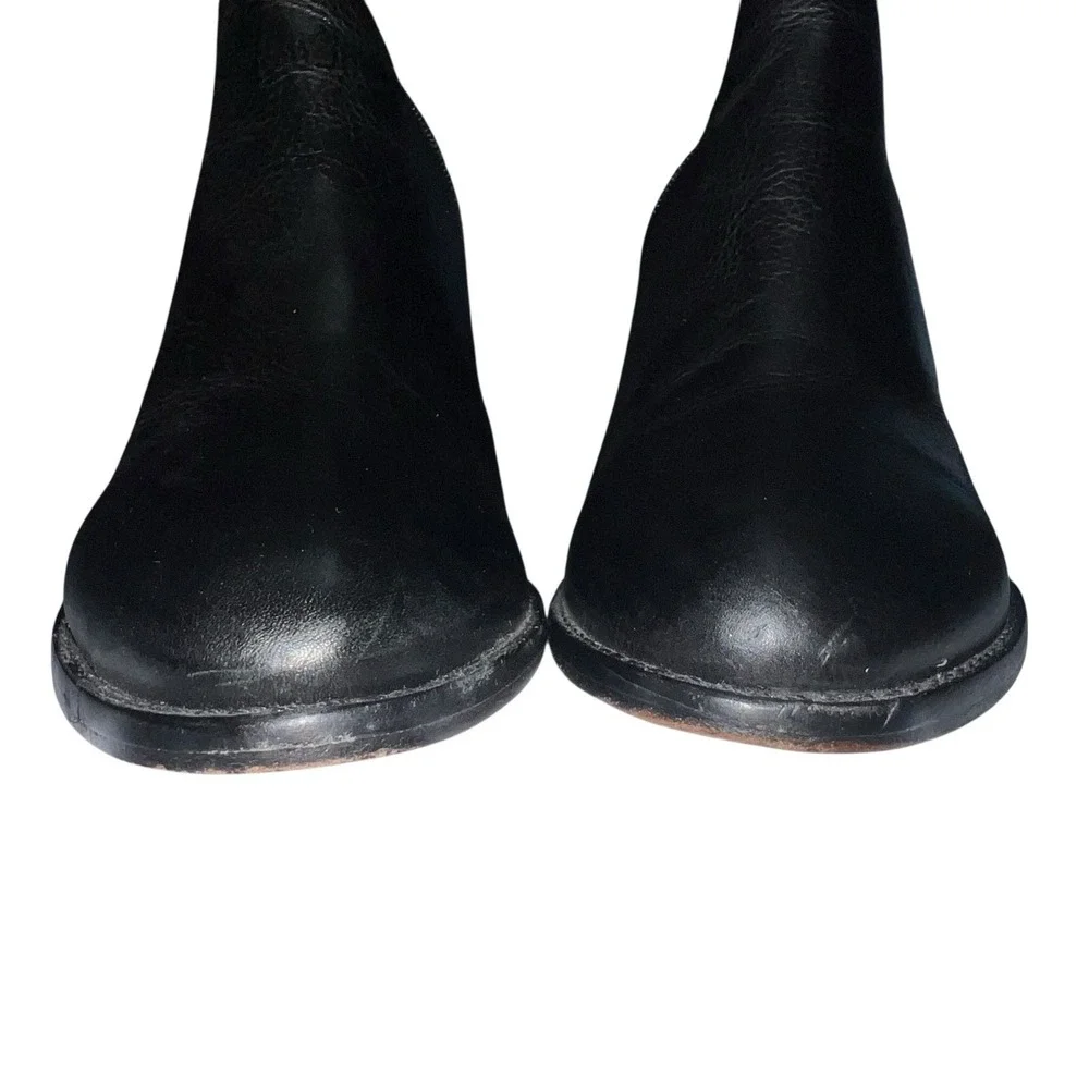 Loeffler Randall Ella Black Leather Chunky Heel Block Ankle Boots Women Size 11B